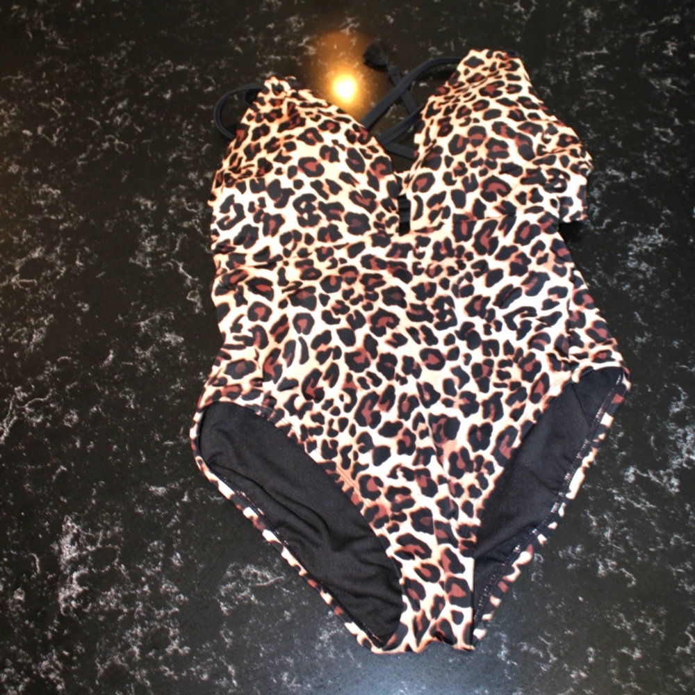 Cheetah Print One Piece Bathing Suit size 8-10